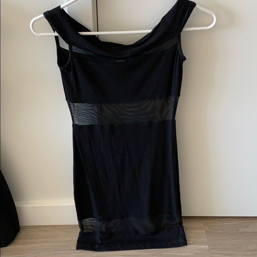 ASOS Off shoulder black dress with sheer detail